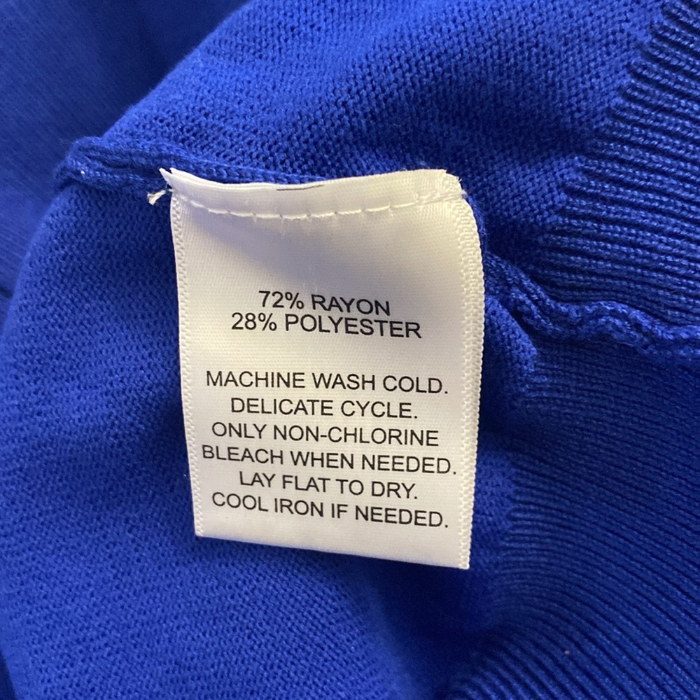Madison Grey woman’s mock turtleneck sweater ribbed royal blue rayon blend XL - Picture 9 of 14